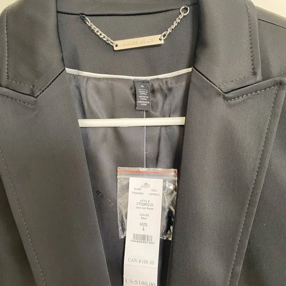 WHBM Elegant Black Satin Blazer - Picture 2 of 3